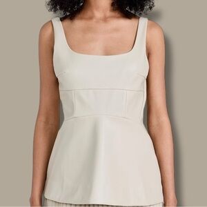 NWOT Proenza Schouler White Label Vegan Leather Fitted Top in “Chalk” Size 12
